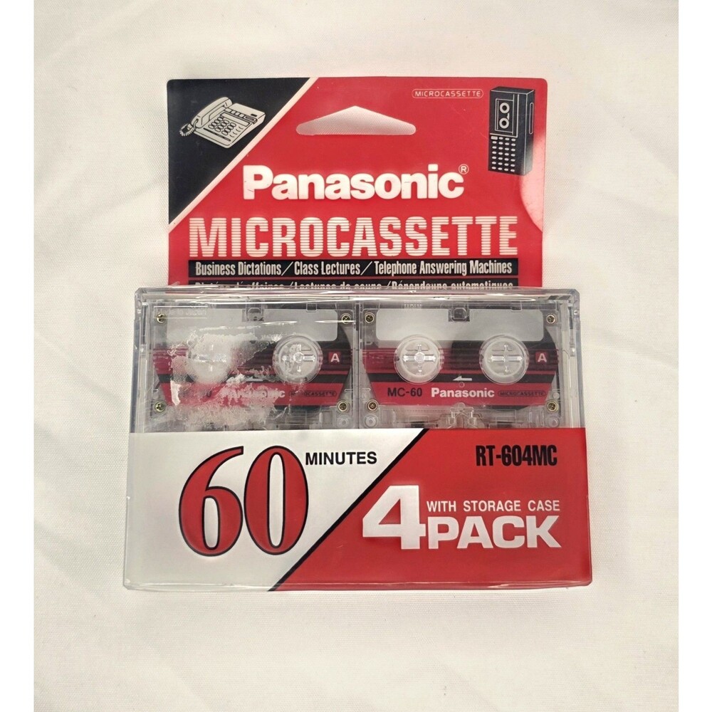 Panasonic Microcassette MC-60 4 Pack RT-604MC 60 Min Blank Tapes NEW Sealed